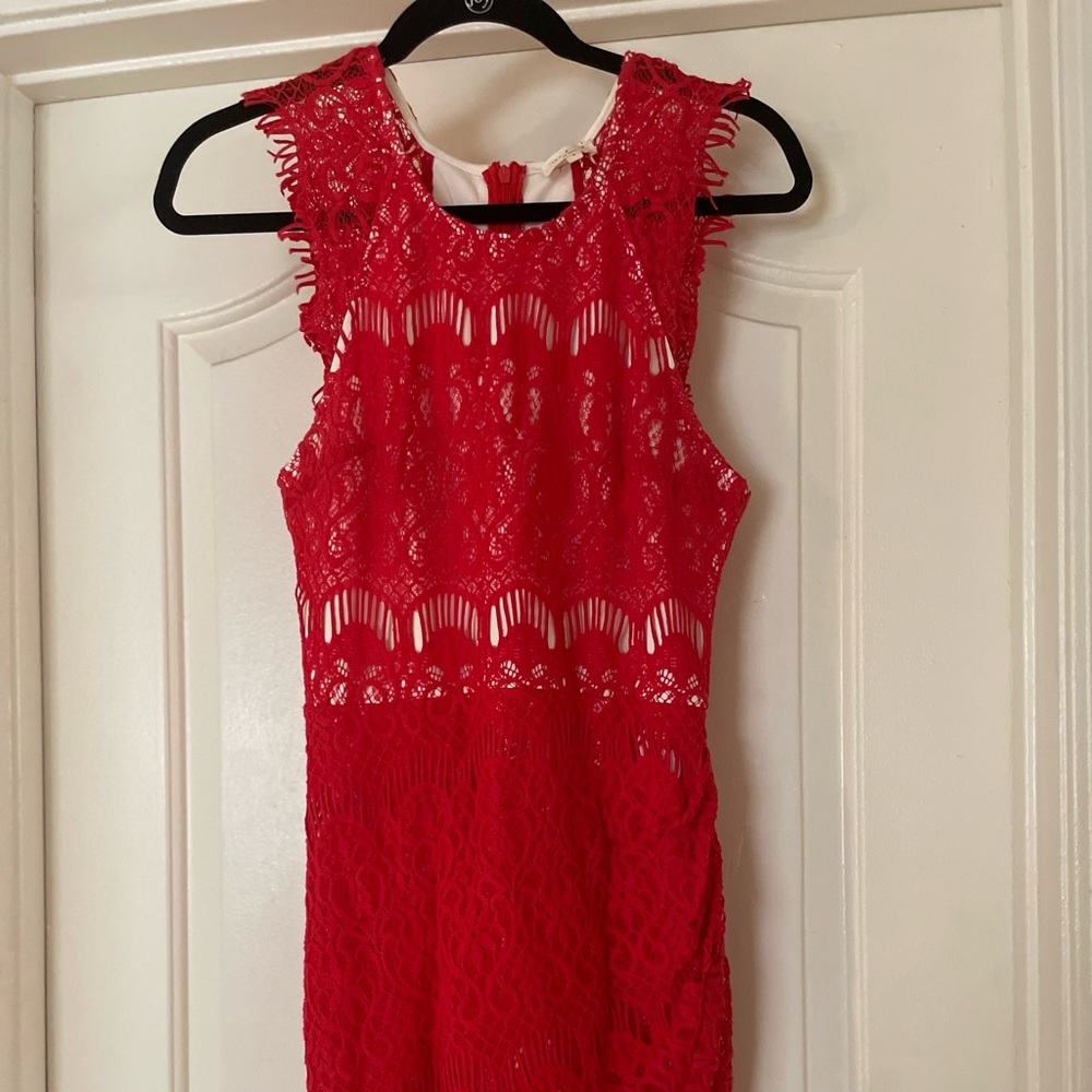 Red lace dress